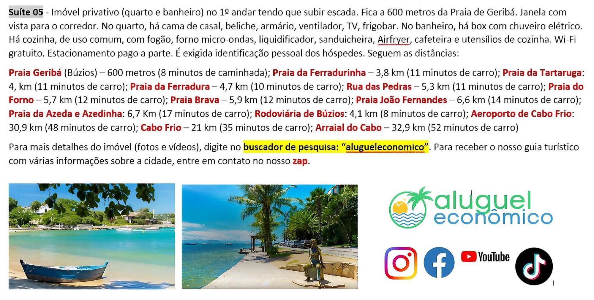 Buzios - Geriba - Suites - Aluguel Economico Exterior foto