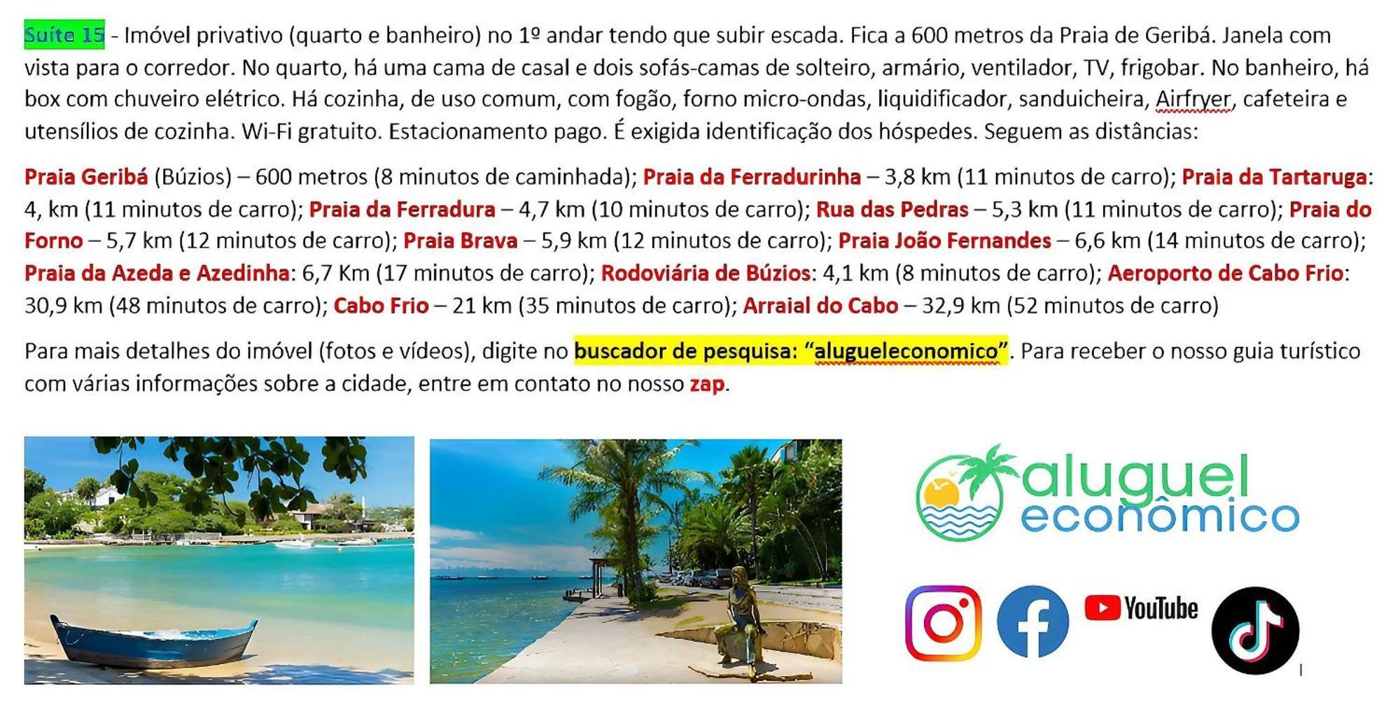 Buzios - Geriba - Suites - Aluguel Economico Exterior foto