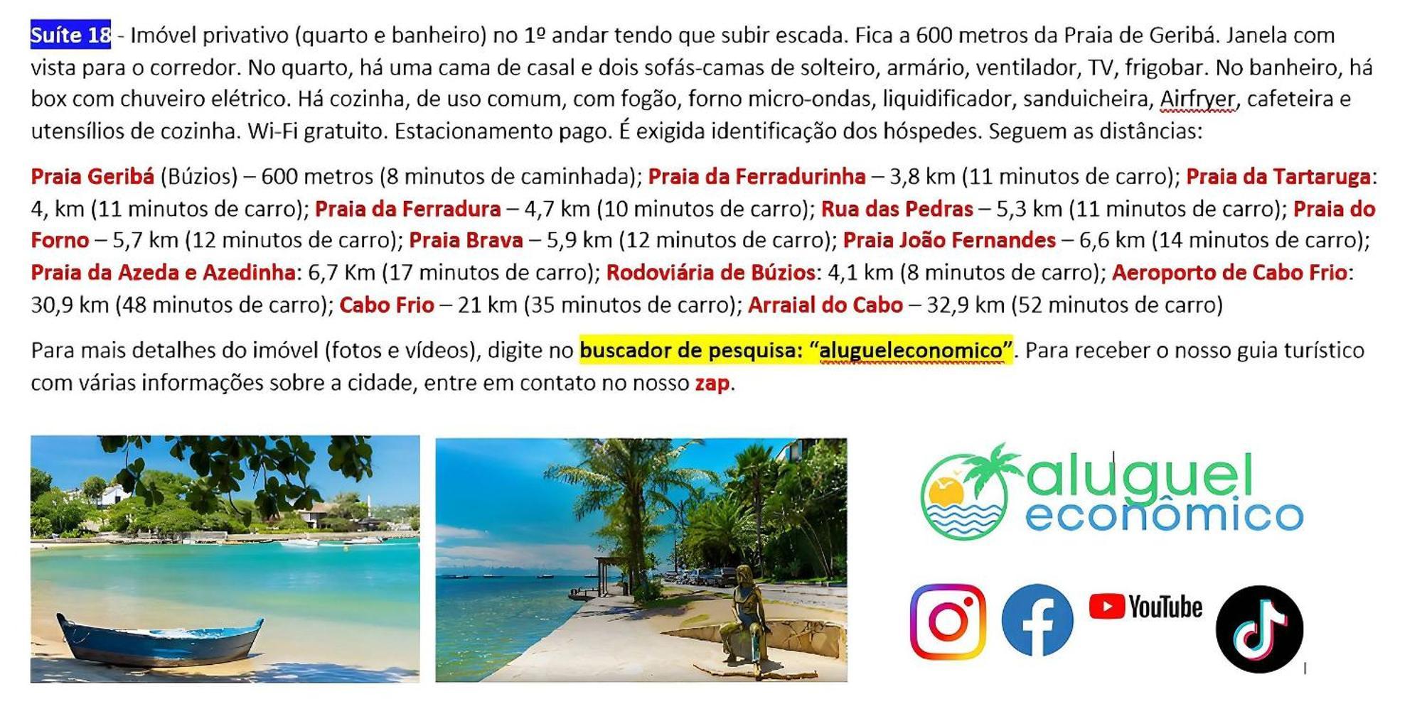 Buzios - Geriba - Suites - Aluguel Economico Exterior foto